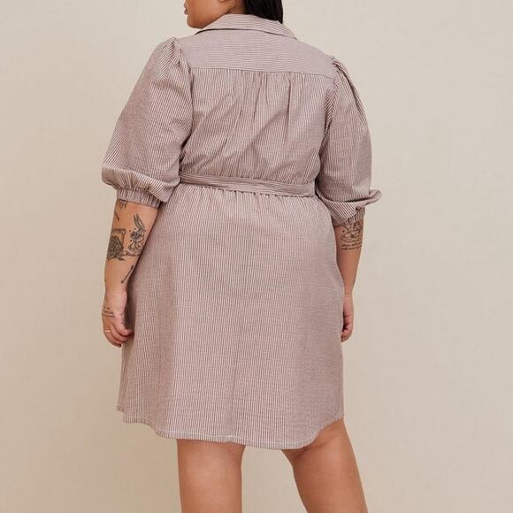 Torrid Striped Mini Cotton Poly Blouson Sleeve Shirt Dress 2X NWT 40056348 - Picture 2 of 16